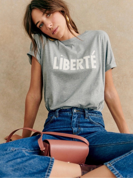 Tops - Sezane LIBERTÉ gray t shirt - size XS